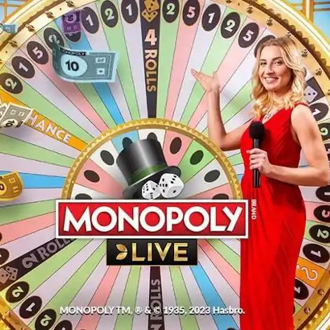 Monopoly Live slot logo by Evolution at Fenikss Casino